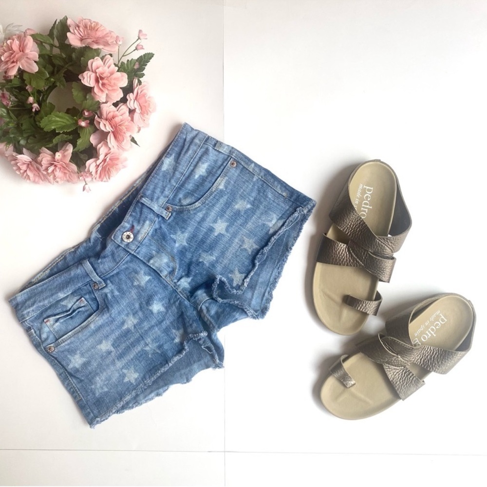 LEVI'S Shorty Shorts Starry Night Blue Frayed Denim Shorts